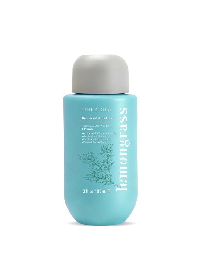 Flora Ruby لوشن الجسم المرطب برائحة مزيل العرق فلورا روبي: 90 مل. غني بخلاصة عشبة الليمون، فهو يكافح الجفاف والتشقق بفعالية، ويوفر ترطيبًا منعشًا يدوم طويلًا مع تهدئة وتغذية اليدين والبشرة. - Image 1